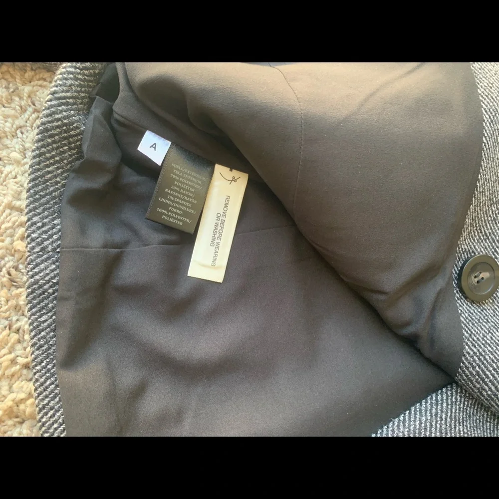 Ann Taylor Jacket gray pea coat style lined dark academia double breasted Sz 8 - Picture 6 of 6